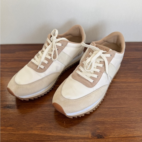 J. Crew Shoes - J.Crew Sneakers Size 7 Beige Suede Trim Retro Neutral Lace Up